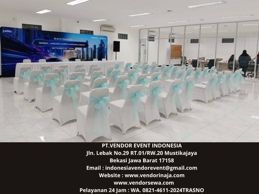 Sewa Meja Kotak,Kursi susun Cover Putih Harapan Indah (0821-4611-2024)