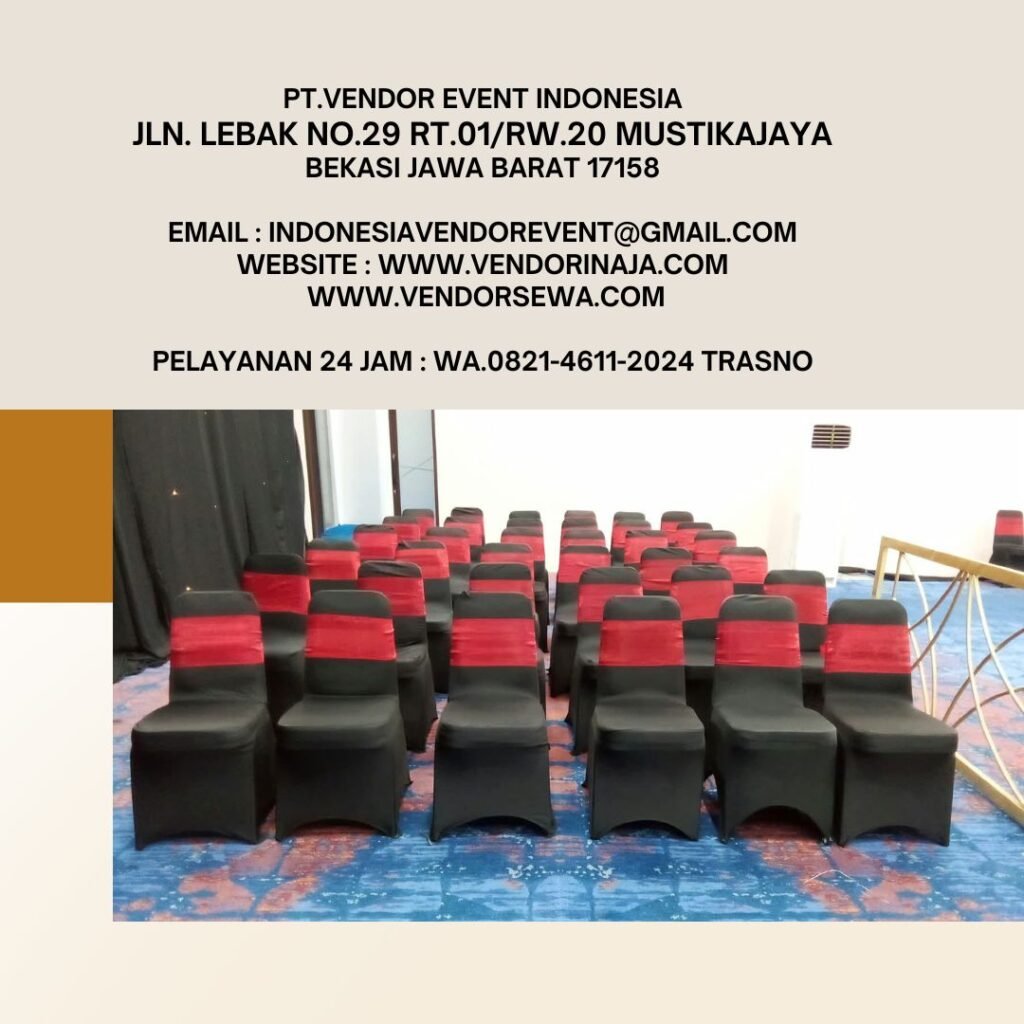 Sewa Kursi cover Hitam Pita Merah Jakarta (082146112024)
