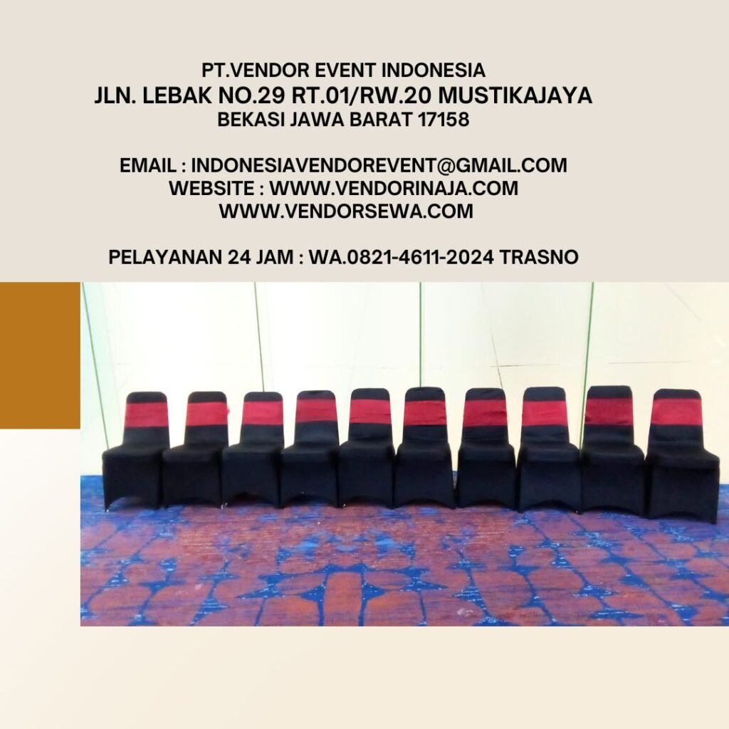 Sewa Kursi cover Hitam Pita Merah Jakarta (082146112024)