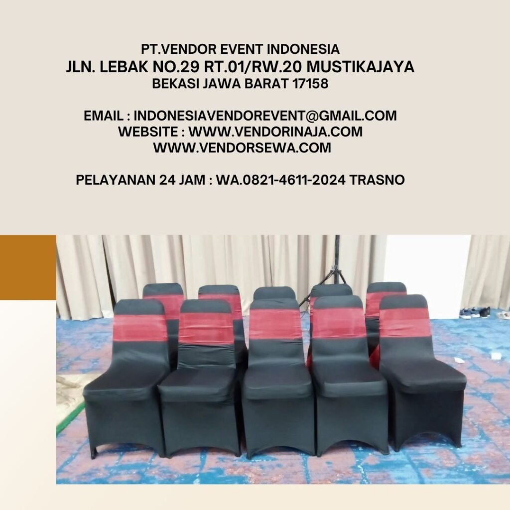 Sewa Kursi cover Hitam Pita Merah Jakarta (082146112024)