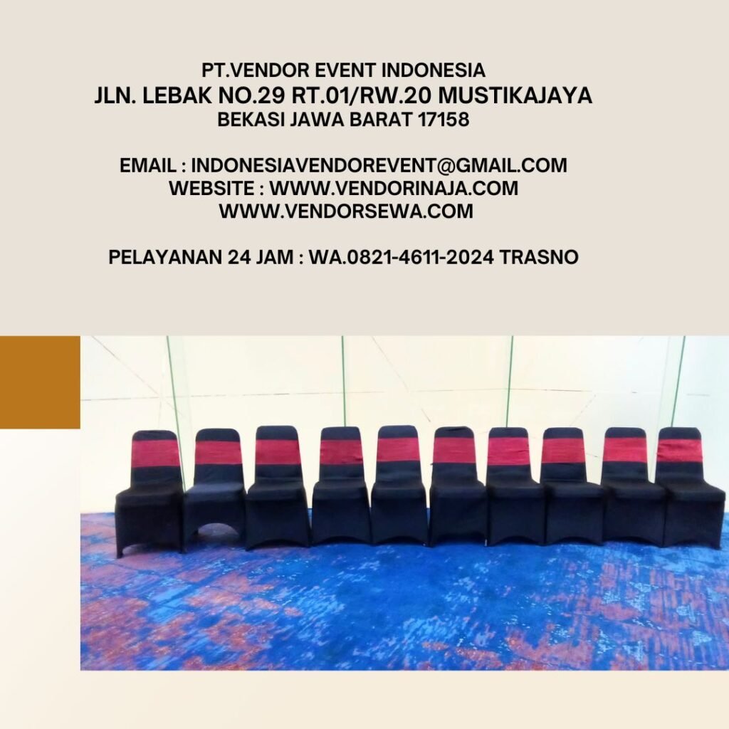 Sewa Kursi cover Hitam Pita Merah Jakarta (082146112024)