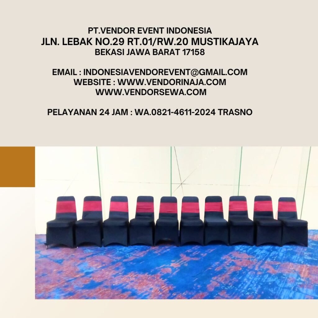 Sewa Kursi cover Hitam Pita Merah Jakarta (082146112024)