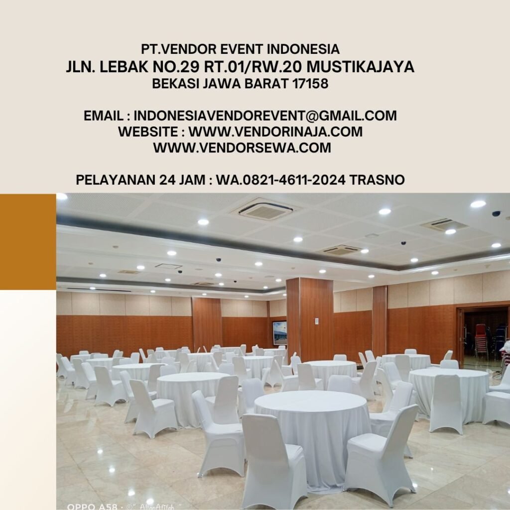 Sewa Round Table Dan Kursi Futura Cover Putih Event Kemendikbud Jakpus (082146112024)