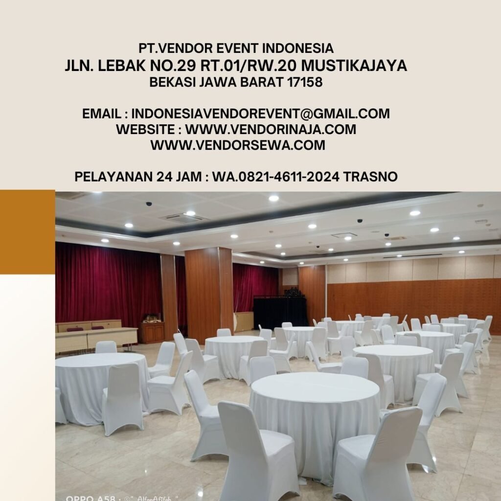 Sewa Round Table Dan Kursi Futura Cover Putih Event Kemendikbud Jakpus (082146112024)