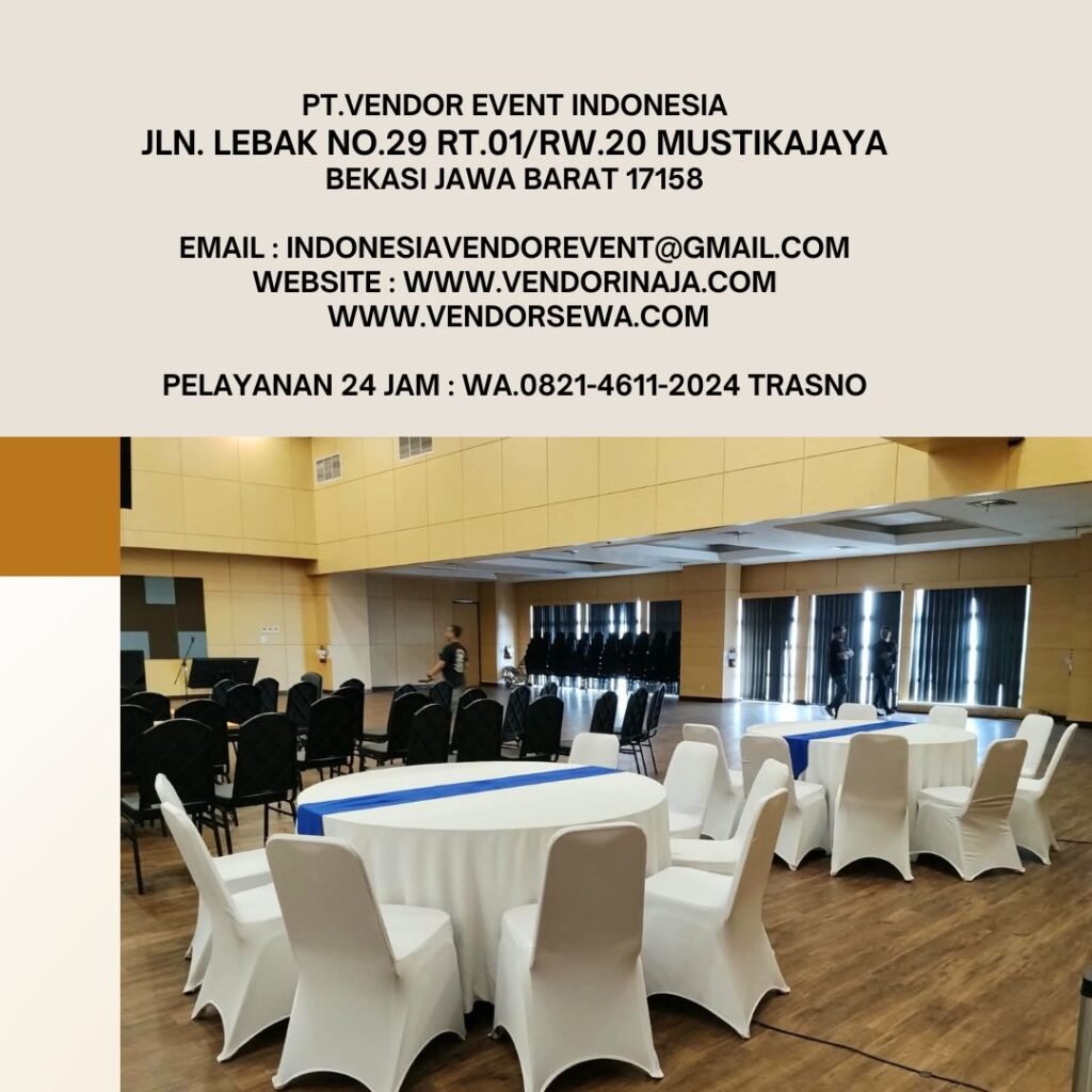 Sewa Round Table Dan Kursi Futura Cover Putih Event Kemendikbud Jakpus (082146112024)