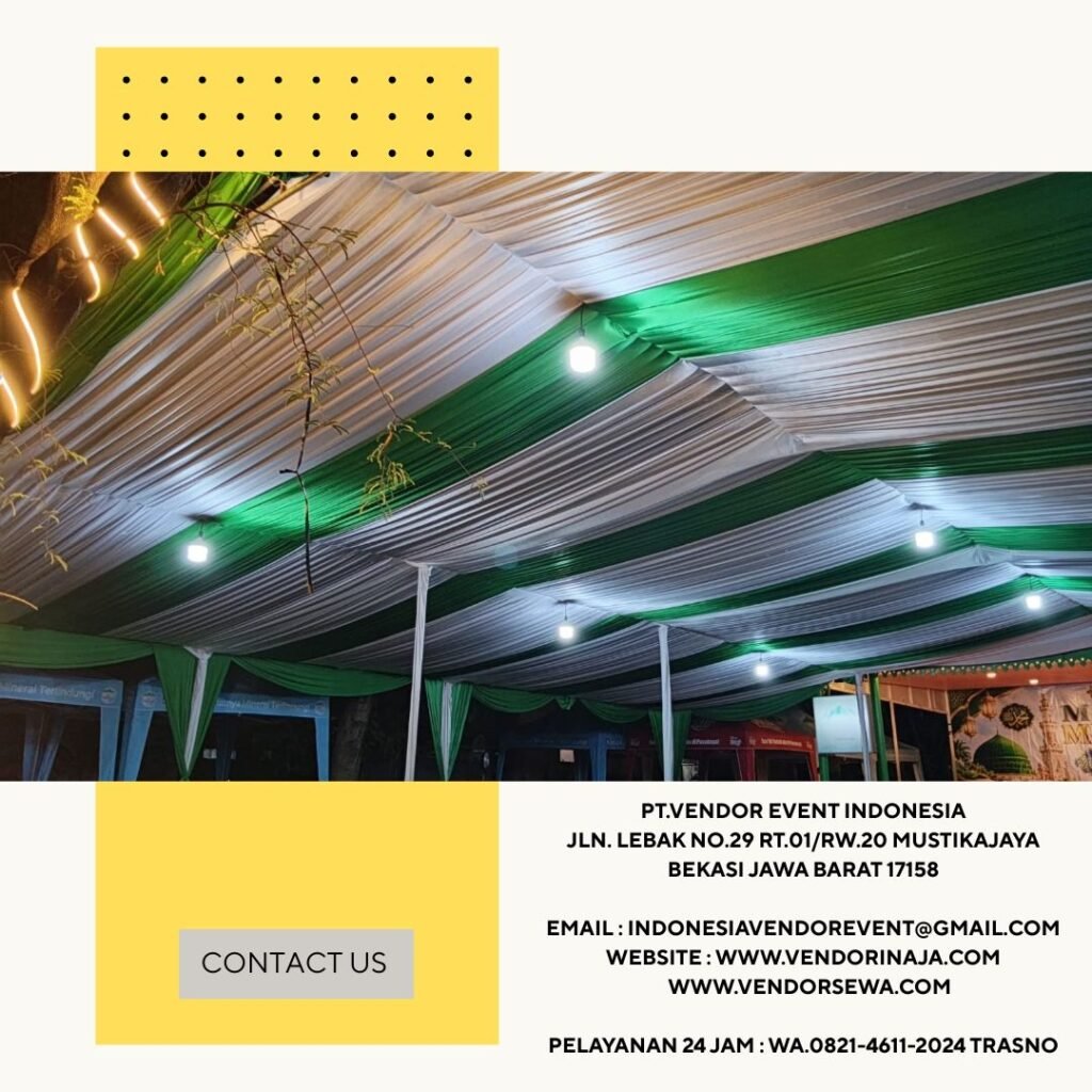 Sewa Tenda Dekorasi Kain Serut Hijau Putih Jakarta