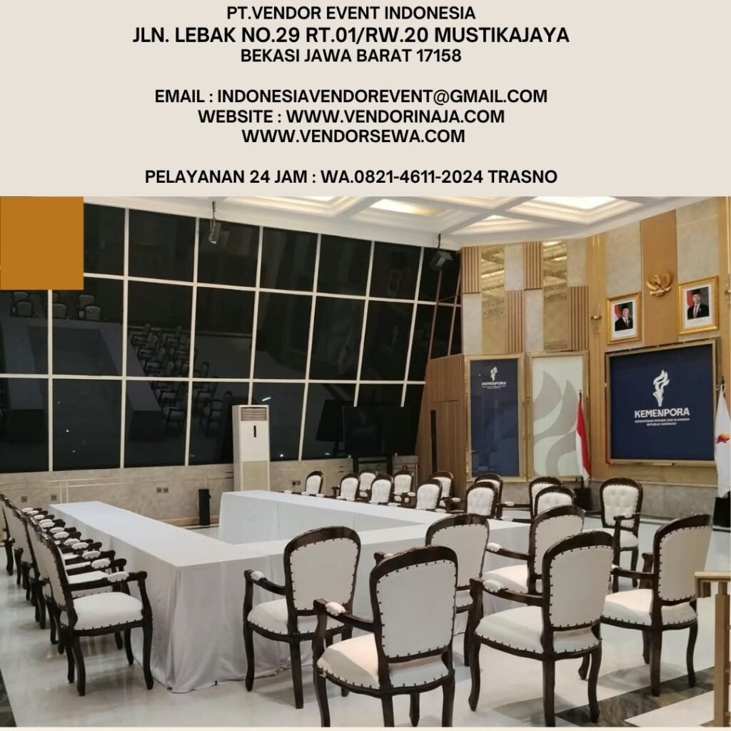 Sewa Arm Chairs Dan Meja Kotak Cover Putih Menpora Jakarta Pusat