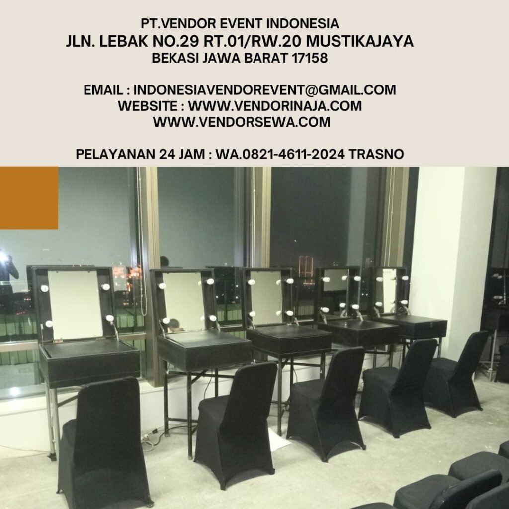 Sewa Meja Kaca Rias Portable Kotak Hitam Event Central Senayan 2 Jakpus