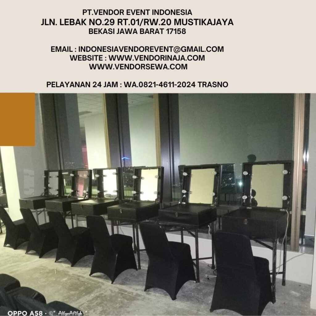 Sewa Meja Kaca Rias Portable Kotak Hitam Event Central Senayan 2 Jakpus