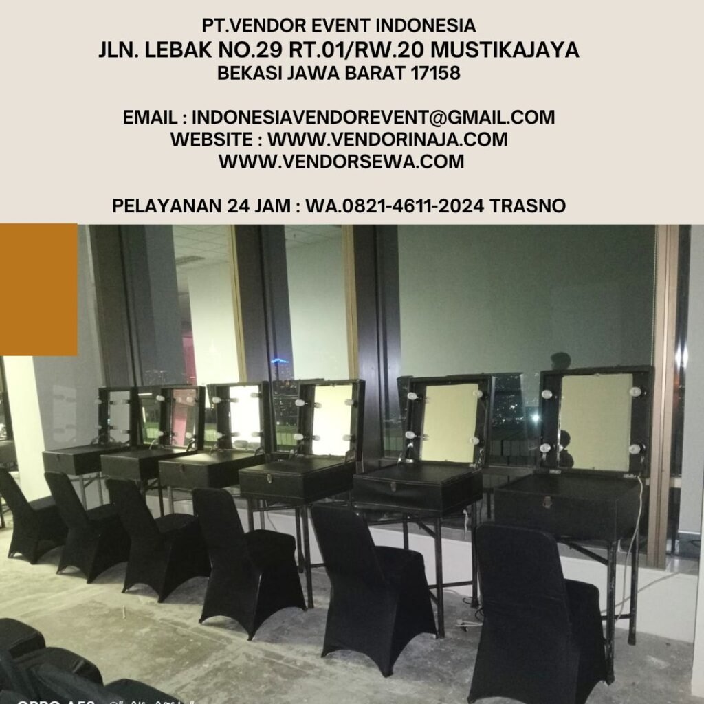 Sewa Meja Kaca Rias Portable Kotak Hitam Event Central Senayan 2 Jakpus