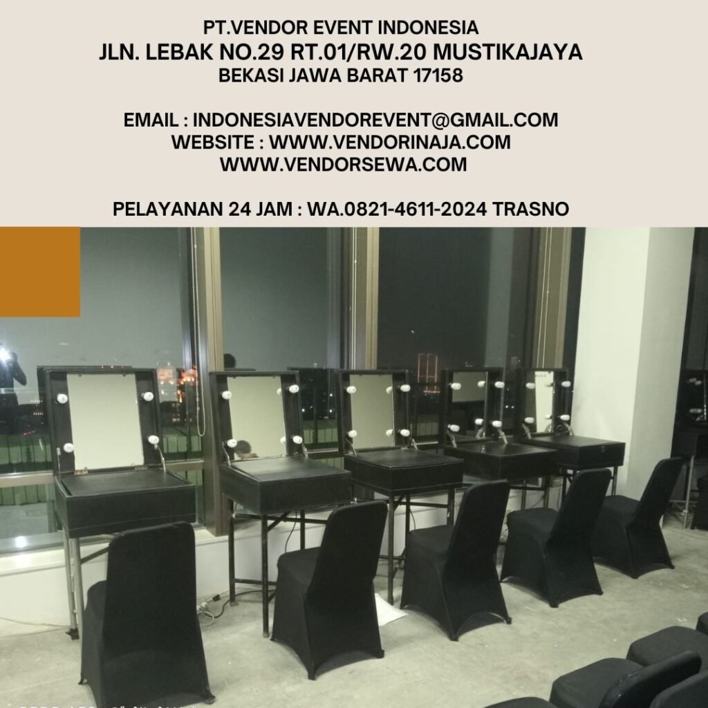 Sewa Meja Kaca Rias Portable Kotak Hitam Event Central Senayan 2 Jakpus