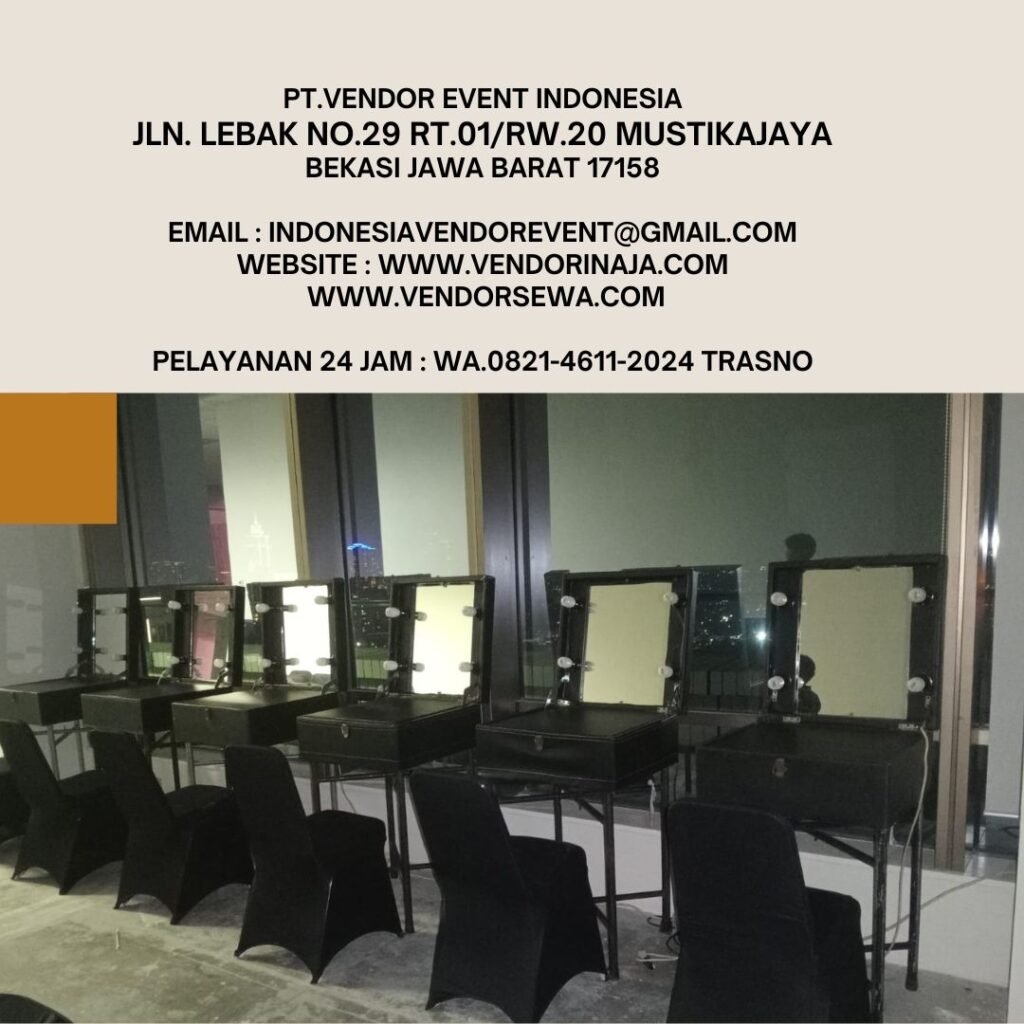 Sewa Meja Kaca Rias Portable Kotak Hitam Event Central Senayan 2 Jakpus