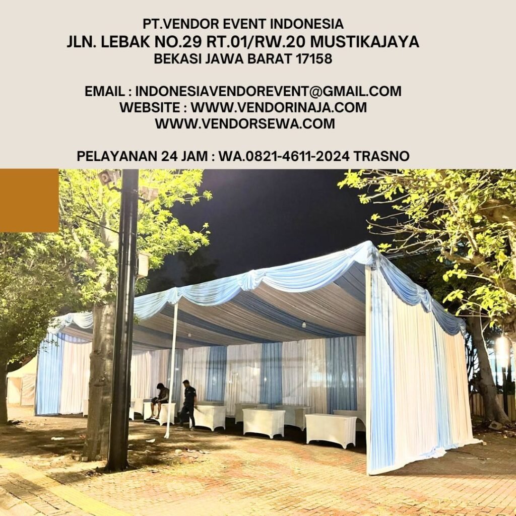 Sewa Tenda Serut Biru Putih,Meja Kursi PIK2 (0821-4611-2024)