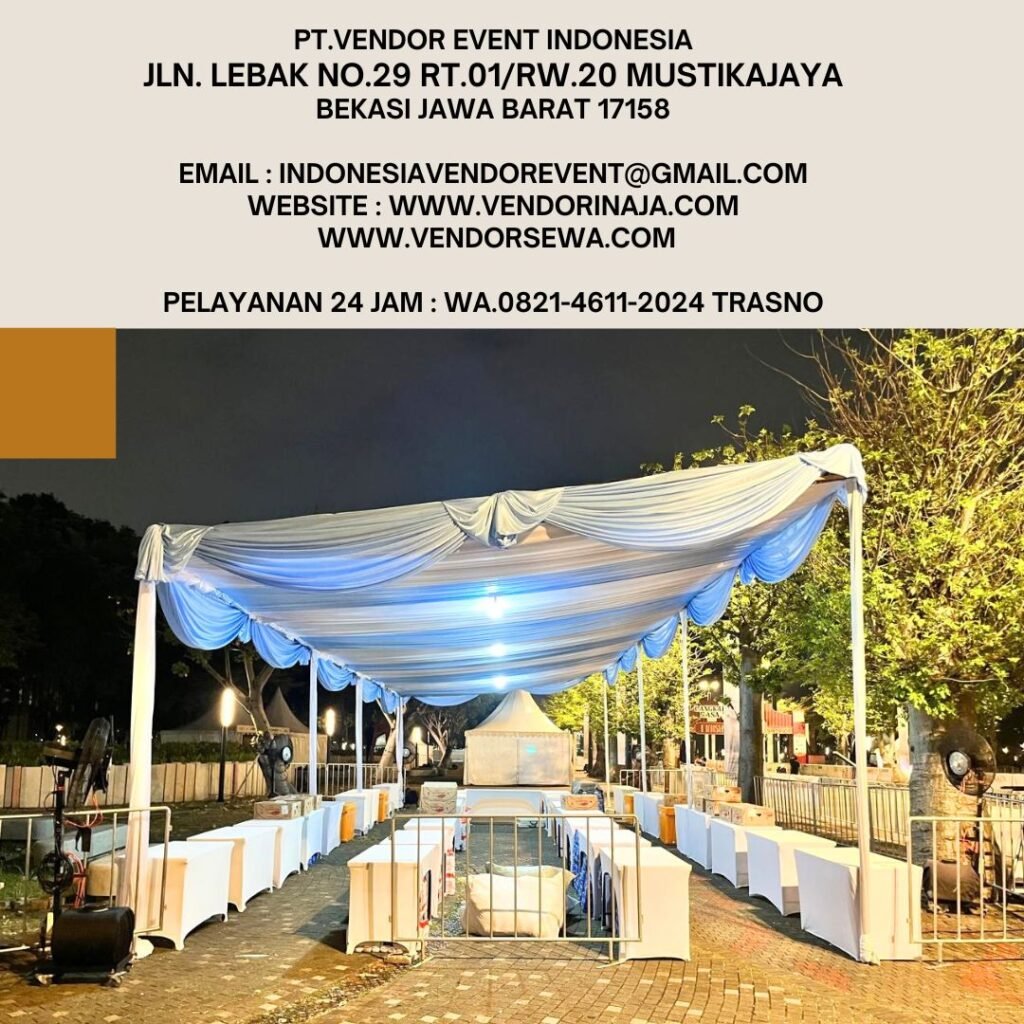 Sewa Tenda Serut Biru Putih,Meja Kursi PIK2 (0821-4611-2024)