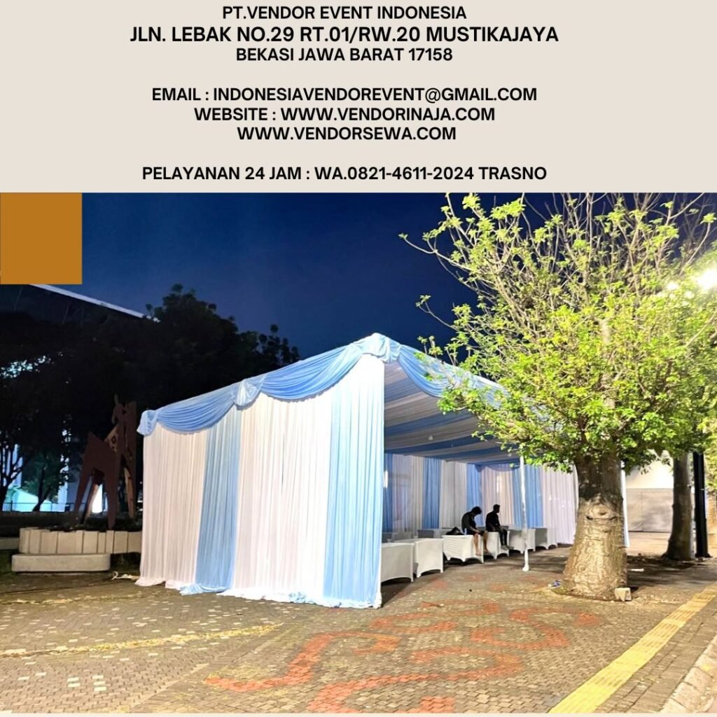 Sewa Tenda Serut Biru Putih,Meja Kursi PIK2 (0821-4611-2024)