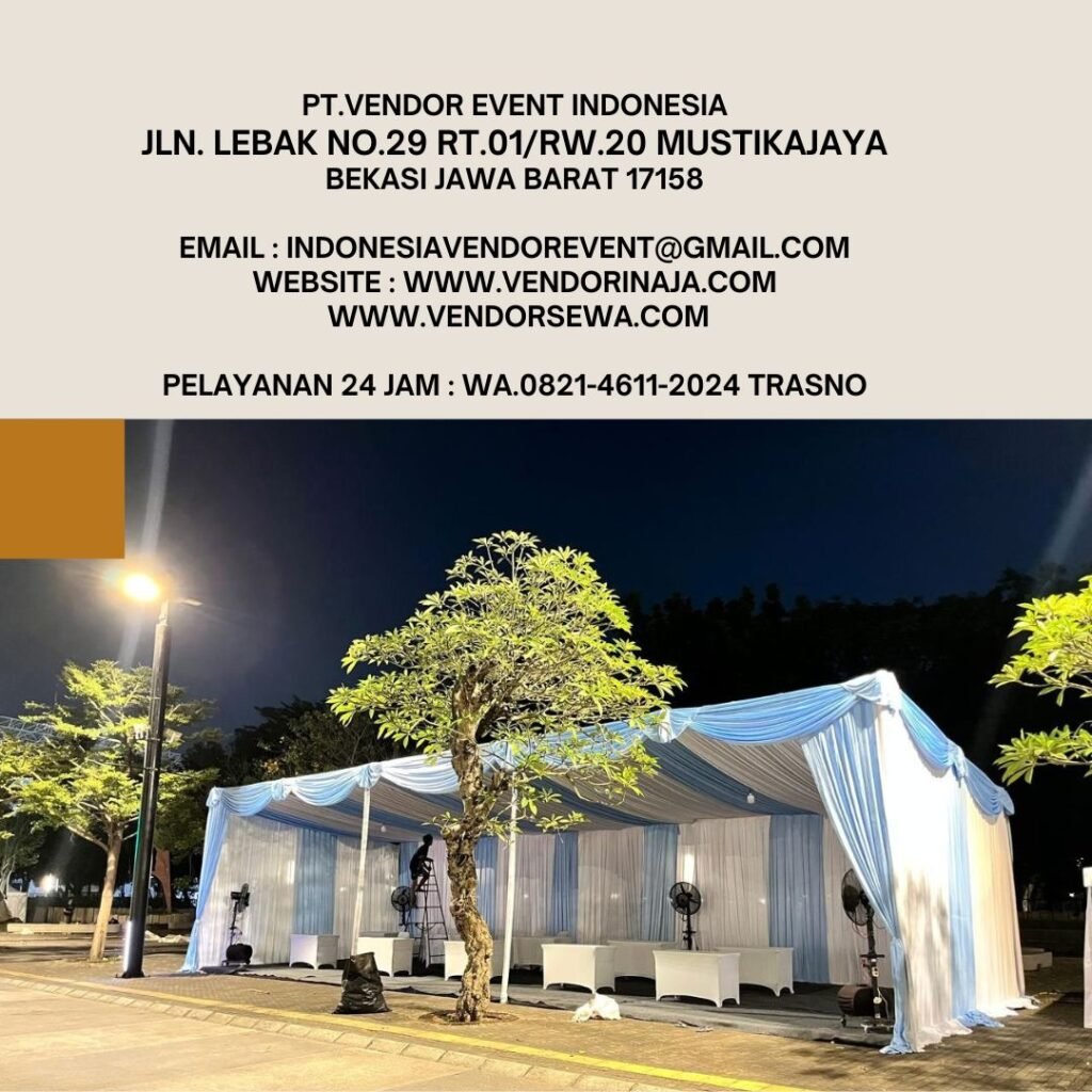 Sewa Tenda Serut Biru Putih,Meja Kursi PIK2 (0821-4611-2024)